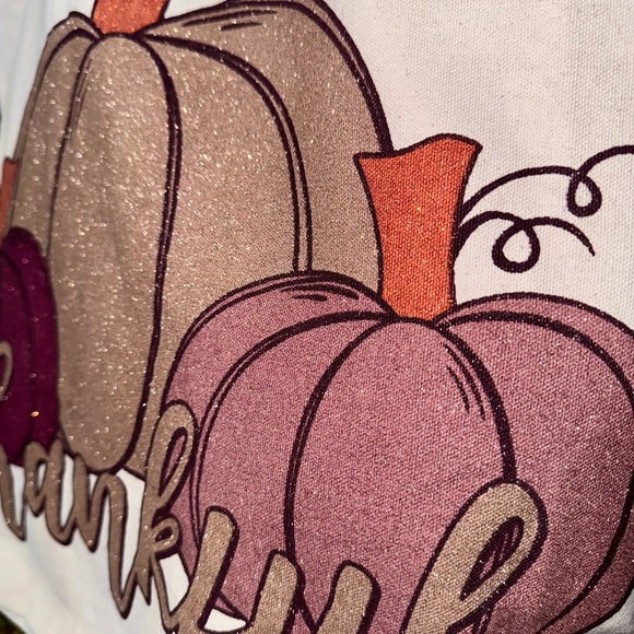 NWT! ThanksGiving Fall “Thanksgiving” Huge Canvas Bag - Picture 3 of 6